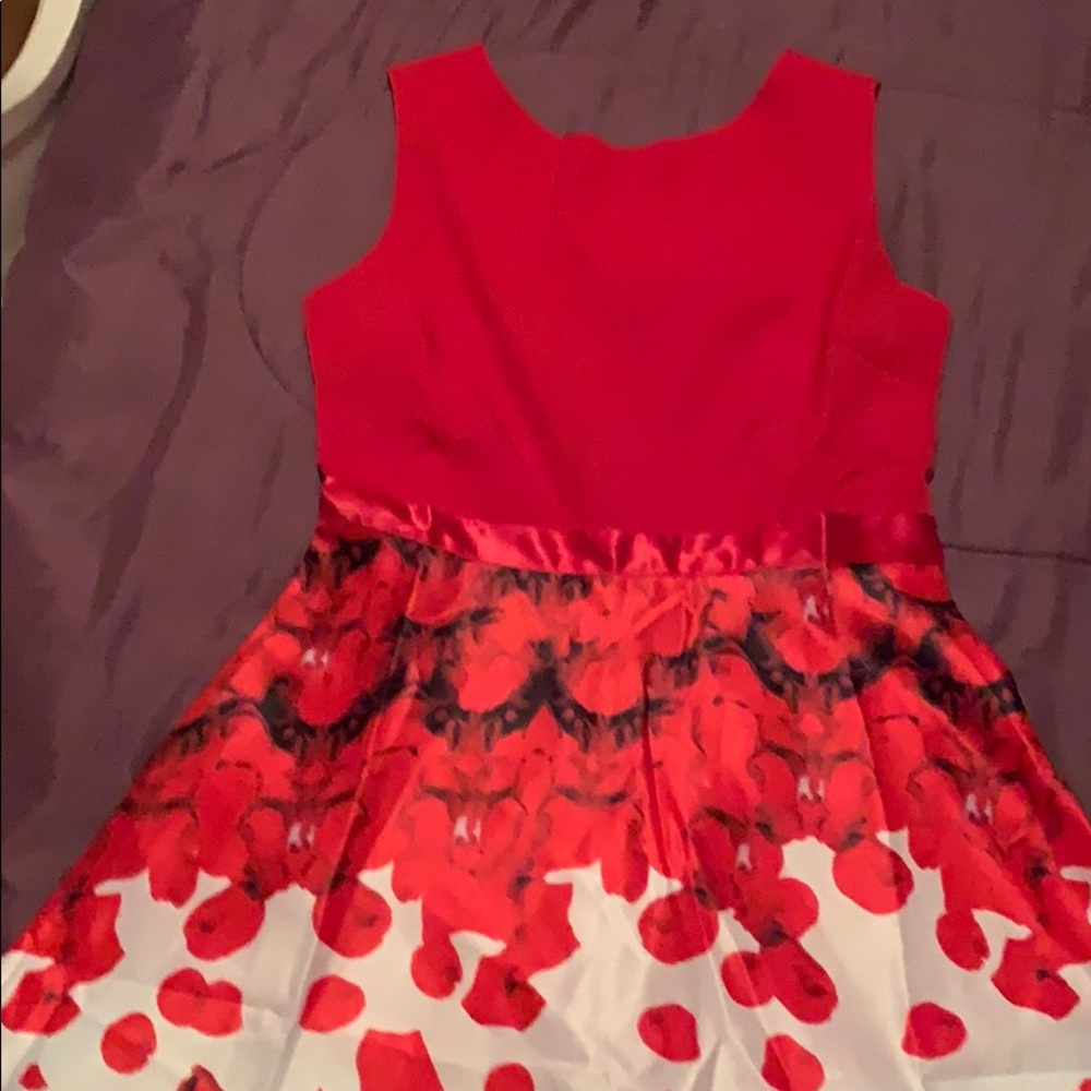 Red and white rose peddle dress